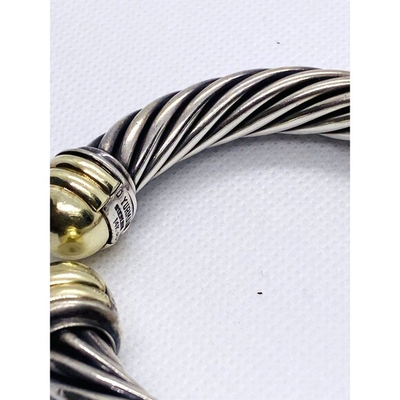 David Yurman Dome Cuff Bracelet Sterling Silver 925 14K 585 - Picture 8 of 11